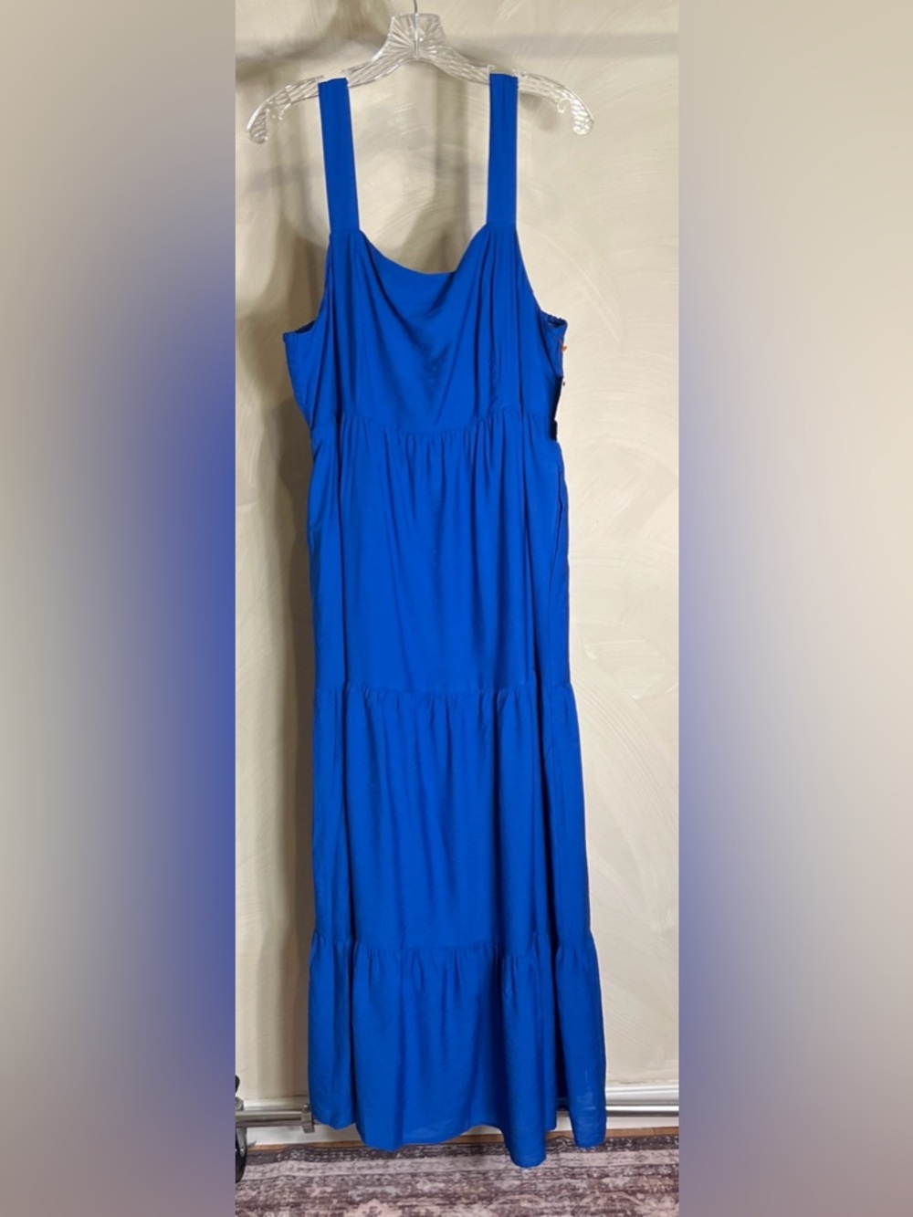 Nine West Women’s Flowy Smocked Back Blue Tiered Midi Minimalist Dress|Size:XXL - Picture 6 of 16
